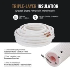 VEVOR 50FT Mini Split Line Set, 1/4" & 1/2" O.D Copper Pipes Tubing And Triple-Layer Insulation, For Mini Split Air Conditioning Refrigerant, White -Vevor GUEST 78b6a60d e8cc 4b53 97f9 89023a8de7af