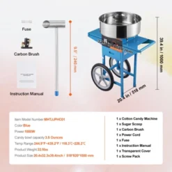 VEVOR Electric Cotton Candy Machine With Cart, 1000W Commercial Candy Floss Maker With Stainless Steel Bowl, Sugar Scoop And Drawer,Blue -Vevor GUEST 78c7a574 351e 45a7 b49d 39818fe5ec56