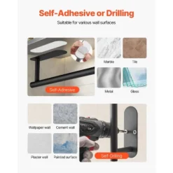 VEVOR Paper Towel Holder Under Cabinet, High-Quality Stainless Steel Paper Towel Holder, Self Adhesive Or Drilling Paper Towel Holder, Black 9 VEVOR Paper Towel Holder Under Cabinet, High-Quality Stainless Steel Paper Towel Holder, Self Adhesive Or Drilling Paper Towel Holder, Black -Vevor GUEST 79191dc0 18db 41c8 b467 a7fd6a6742c0