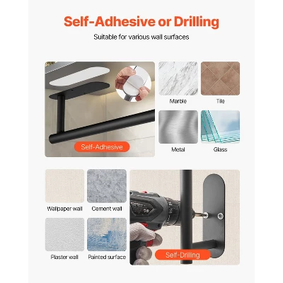 VEVOR Paper Towel Holder Under Cabinet, High-Quality Stainless Steel Paper Towel Holder, Self Adhesive Or Drilling Paper Towel Holder, Black 3 VEVOR Paper Towel Holder Under Cabinet, High-Quality Stainless Steel Paper Towel Holder, Self Adhesive Or Drilling Paper Towel Holder, Black - Image 3