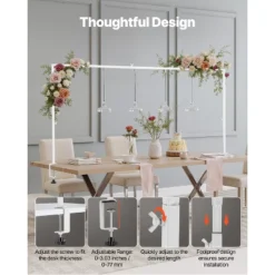 VEVOR Over The Table Rod Stand With Clamps, 13"-42'' Tall & 28"-98" Length Adjustable, Metal Table Arch Stand, Tabletop Balloon Arch Frame, White 11 VEVOR Over The Table Rod Stand With Clamps, 13"-42'' Tall & 28"-98" Length Adjustable, Metal Table Arch Stand, Tabletop Balloon Arch Frame, White -Vevor GUEST 79572b20 eb39 4ea4 85a0 d2f03d507038