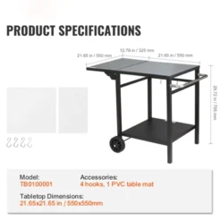 VEVOR Outdoor Grill Dining Cart With Double-Shelf, BBQ Movable Food Prep Table, Multifunctional Foldable Iron Table Top, Portable Modular Carts -Vevor GUEST 79ac0b65 9d02 4911 88a1 d37878806305