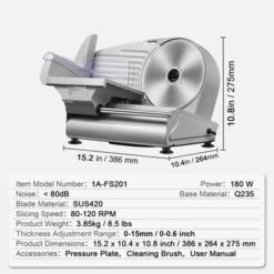 VEVOR Meat Slicer, 7.5 Inch Electric Deli Food Slicer, 180W Meat Cutter With A Premium SUS420 Blade, 0-0.6 Inch Adjustable Thickness, Slicer Machine -Vevor GUEST 79dbd235 128d 4e58 818f ac1319b6abb7