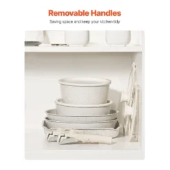 VEVOR 17 Piece Pots And Pans Set Nonstick, Detachable Handle Cookware, Space Saving Induction Cookware Set, Kitchen RV Cooking Sets, White -Vevor GUEST 79f42915 ed1d 44f0 be0f 7b6829ac68b8