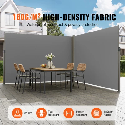 VEVOR Retractable Side Awning, 79''x 236'' Outdoor Privacy Screen,180g Polyester Water-proof Retractable Patio Screen 2 VEVOR Retractable Side Awning, 79''x 236'' Outdoor Privacy Screen,180g Polyester Water-proof Retractable Patio Screen - Image 2