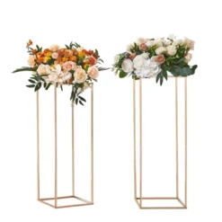 VEVOR 2PCS 31.5inch High Wedding Flower Stand, Metal Vase Column Geometric Centerpiece Stands, Gold Rectangular Floral Display Rack -Vevor GUEST 7b1e8a12 95d0 48c0 9331 9d7559748a00