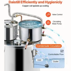 VEVOR Alcohol Still, 8 Gal / 30 L Stainless Steel Water Alcohol Distiller With Copper Coil For Fast Cooling, Dual Condenser Distiller Kit, Silver -Vevor GUEST 7b8345aa b8bd 4fc1 a7ab cd2a2620de78