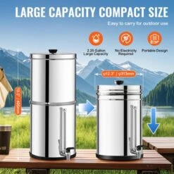 VEVOR Gravity-fed Water Filter System, 2.25G 304 Stainless-Steel Countertop System, Water Filtration System, Reduces Lead And Up To 99% -Vevor GUEST 7b9de607 3c43 42c3 9f65 557264506de1