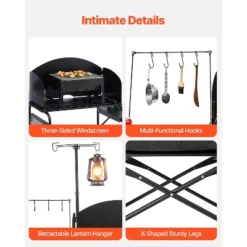 VEVOR Camping Kitchen Table, Outdoor Camp Cooking Table, Aluminum Portable Cook Station With Storage Cupboard, Carrying Bag, Black -Vevor GUEST 7bf7ae09 a172 48b6 86c1 c7253435c812