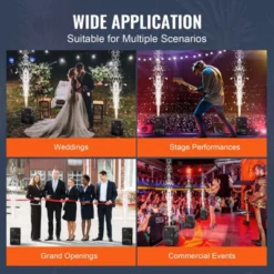 VEVOR Cold Spark Machine, 700W Output Fireworks Controller, 6.6-16.4ft Adjustable Height, With Advanced DMX System, Screen,Portable Handle, Black -Vevor GUEST 7c06cc57 6f5d 4a45 8b8a bb8a7f20e3f9