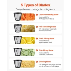 VEVOR Electric Cheese Grater Salad Maker, 200W Salad Shooter, Electric Vegetable Slicer Shredder Chopper For Fruits With 5 Attachments, White -Vevor GUEST 7c364f6d 25fc 413c a9c4 9e1841d002f3