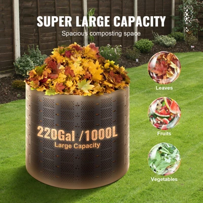VEVOR Compost Bin 220 Gallon, Outdoor Expandable Composter, Easy To Setup & Large Capacity Composting Bin, Fast Creation Of Fertile Soil 3 VEVOR Compost Bin 220 Gallon, Outdoor Expandable Composter, Easy To Setup & Large Capacity Composting Bin, Fast Creation Of Fertile Soil - Image 3