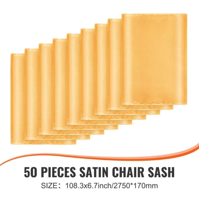 VEVOR Stretch Spandex Chair Sashes Bows, Chair Slipcover And Stretch Chair Sash, Elastic Chair Bands, Fitting Wedding, Holiday, (50 PCS Gold) 2 VEVOR Stretch Spandex Chair Sashes Bows, Chair Slipcover And Stretch Chair Sash, Elastic Chair Bands, Fitting Wedding, Holiday, (50 PCS Gold) - Image 2