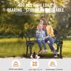 VEVOR Outdoor Bench, 38.8 Inches Metal Garden Bench For Outdoors,480 Lbs Load Capacity Bench, Outdoor Garden Park Bench With Backrest And Armrests -Vevor GUEST 7d2aadc5 213d 4fbb 9225 ae4a89c71a6a