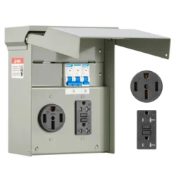 VEVOR Temporary Power Outlet Panel, 20 50 Amp, RV EV Electrical Outlet Panel With NEMA 50 Amp GFCI 20 Amp Receptacle Installed, Gray -Vevor GUEST 7e003b3d 28a6 46a3 a07c cbb20beae449