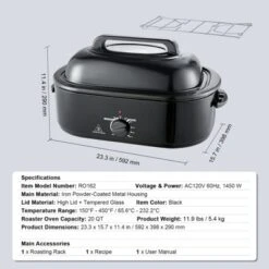 VEVOR Electric Roaster Oven, 20 QT Turkey Roaster Oven With Self-Basting Lid,1450W Roaster Oven With Defrost & Warm Function,Adjustable Temperature -Vevor GUEST 7e25af35 0d22 4934 b770 21c3334ca3f9