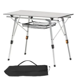 VEVOR Folding Camping Table, Portable Roll Up Side Tables, Lightweight Aluminum Beach Table With Adjustable Height, Top Mesh Layer, Silver -Vevor GUEST 7e66b7ae 9d6c 43d9 be8e 409d4458357f