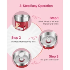 VEVOR Electric Cotton Candy Machine, 1000W Commercial Candy Floss Maker With 20.5 In Stainless Steel Bowl, Sugar Scoop, And Drawer, Red -Vevor GUEST 7ec96f37 1eb4 42bf b87f 10074595cf65