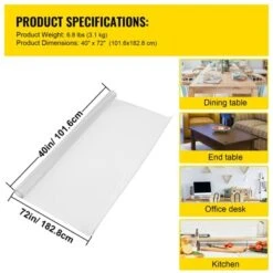 VEVOR Plastic Table Cover 40 X 72 Inch, 1.5 Mm Thick Clear Table Protector, Rectangle Clear Desk Mat, Waterproof & Easy Cleaning, Transparent -Vevor GUEST 7efee697 dce3 4c89 9c28 ce4eaa906748