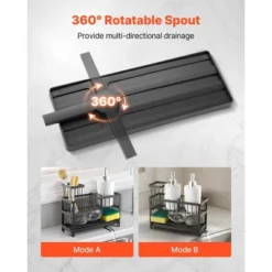 VEVOR Kitchen Sink Caddy Organizer, 2 Tier Sponge Holder For Kitchen Sink With High Brush Holder & Divider, Black -Vevor GUEST 7f28f757 01e8 4122 b6c6 327d37fa890e