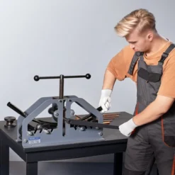 VEVOR Tube Roller Bender, Max 1-1/2" Manual Tube Pipe Roller Bender With 6 Dies, 360° Copper Aluminum Pipe Bending Tool For Square, Round Tube