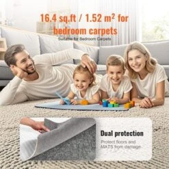 VEVOR - Slip-Resistant Rug Pad - Protective Cushioning Carpet Pad - 9' X 12' - 1/4"Thick - Dual Surface - Polyester Felt + Latex - Gray -Vevor GUEST 7f8d6170 c6ca 48d1 a200 b9cf8384b22e