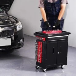 VEVOR Magnetic Socket Organizer Set, 3PCS Magnetic Socket Holder, 1/4'', 3/8'' & 1/2'' SAE Socket Trays With Clear Labels, Hold Up To 68PCS Standard