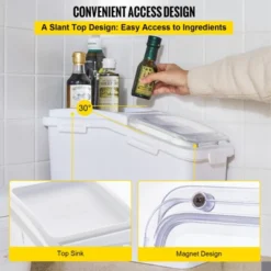 VEVOR Rice Storage Container, 11.4Gallon/50L Capacity Large Dog Food Dispenser Bin, Kitchen Ingredient Grain Cereal Flour Bin, 1 Pack, White -Vevor GUEST 7fa5061c a599 41e7 a110 e15c195b2227