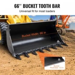 VEVOR Bucket Tooth Bar, 66'', Heavy Duty Tractor Bucket 8 Teeth Bar For Loader Tractor Skidsteer, 4560 Lbs Load-Bearing Capacity, Black -Vevor GUEST 802211b8 db3f 4ff3 b41a 109bfb4f8e21