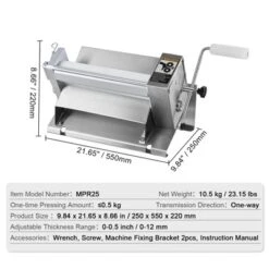 VEVOR Manual Dough Sheeter Machine, Puff Pastry Sheeter And Fondant Roller, Removable Handle, Panel, Roller For Easy Cleaning -Vevor GUEST 80705c64 0c8e 4aa2 822d 3add91e965d0