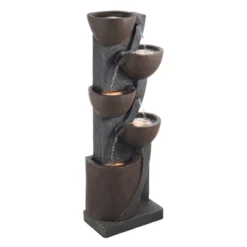 VEVOR Outdoor Water Fountain, 49.61 In Height Fountain And Waterfall,5-Tier Floor Standing Jar-Shaped Cascading Fountains With Light And Pump, Black -Vevor GUEST 808c6ee9 2aa2 4ea1 838e 71b3fcf3e649