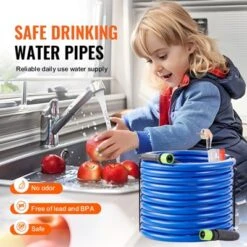 VEVOR 75ft Heated Water Hose For RV, Heated Drinking Water Hose Antifreeze To -45°F, Automatic Self-regulating,5/8" I.D. With 3/4" GHT Adapter, Blue -Vevor GUEST 80bd096d fb8f 49e8 afc4 2cbdb074ebfc