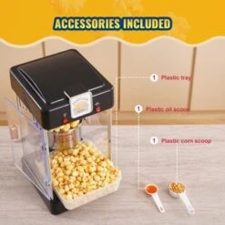 VEVOR Popcorn Maker, 300W Popcorn Popper Machine, 2.5 Oz Kettle Makes 4 QT Per Batch, Tabletop Popcorn Maker With PP Door, Includes 2 Scoops, Black -Vevor GUEST 812d5d74 0a76 48d3 b42f fbdfd5ddf3c1