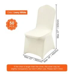 VEVOR Stretch Spandex Folding Chair Covers, Universal Fitted Chair Cover, Removable Washable Protective Slipcovers,for Wedding, (50PCS Ivory White) -Vevor GUEST 816e3df6 2737 4878 b991 4ff0244bdfb0