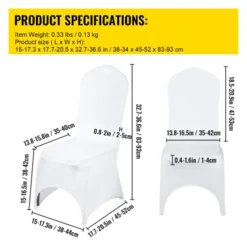 VEVOR Stretch Spandex Folding Chair Covers, Universal Fitted Arched Front Cover, Removable Washable Protective Slipcovers, 50PCS White -Vevor GUEST 8183daac cc2b 47cb a224 27f496719e3c