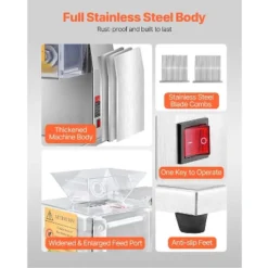 VEVOR Meat Cutter Machine, 850W Meat Slicer, 551 Lb/h Commercial Meat Cutting Machine Stainless Steel, 5 Mm Thickness, Detachable Blades, Silver -Vevor GUEST 818bd4ac 0cb5 4d41 9f84 5cfd8a82cc85