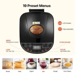 VEVOR Bread Maker, 19-in-1 2LB Dough Machine, Nonstick Ceramic Pan Automatic Breadmaker With Gluten Free Setting, 3 Loaf Sizes, 3 Crust Colors, Black -Vevor GUEST 81906c2f a839 4958 a568 5a69b16cf108