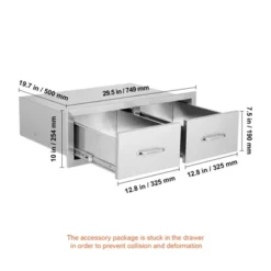 VEVOR Outdoor Kitchen Drawers 30" W X 10" H X 20" D, Horizontal Double BBQ Access Drawers Stainless Steel With Handle, BBQ Island Drawers, Silver -Vevor GUEST 81910574 ff87 4c05 9ef3 0692eaaf6ef4