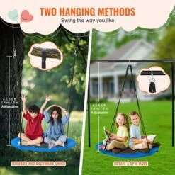 VEVOR Tree Swing, 40 Inch Saucer Swing, 750lbs Weight Capacity, 900D Oxford Fabric Swing Seat With 2 Tree Hanging Straps, Blue -Vevor GUEST 81dccc87 2647 4a78 85e5 68ad25708b3d