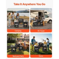 VEVOR Camping Kitchen Table, Outdoor Camp Cooking Table, Aluminum Portable Cook Station With 3 Storage Cupboard, Carrying Bag, Black -Vevor GUEST 824fe06c 6013 4726 af09 6cba9917907e
