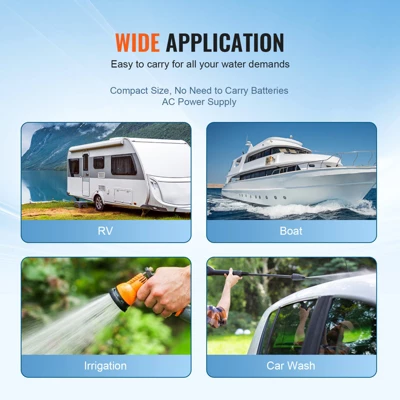 VEVOR RV Water Pressure Diaphragm Pump 3Chambers 110V 3.3GPM 45PSI Adjustable Presssure Fresh Water Pump, Self Priming Sprayer Pump, Orange 6 VEVOR RV Water Pressure Diaphragm Pump 3Chambers 110V 3.3GPM 45PSI Adjustable Presssure Fresh Water Pump, Self Priming Sprayer Pump, Orange - Image 6