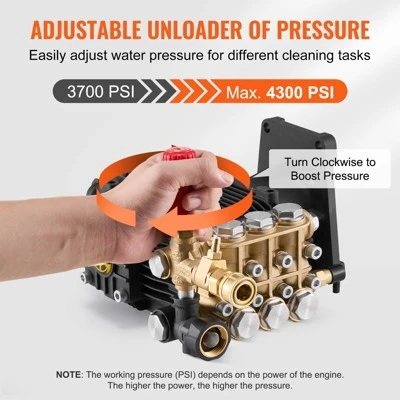 VEVOR Pressure Washer Pump, 1" Shaft Horizontal Triplex Plunger, 4300 PSI, 4.4GPM, Replacement Power Washer Pumps Kit With 5 Nozzles, Black 4 VEVOR Pressure Washer Pump, 1" Shaft Horizontal Triplex Plunger, 4300 PSI, 4.4GPM, Replacement Power Washer Pumps Kit With 5 Nozzles, Black - Image 4