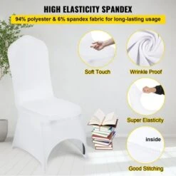 VEVOR Stretch Spandex Folding Chair Covers, Universal Fitted Arched Front Cover, Removable Washable Protective Slipcovers, 50PCS White -Vevor GUEST 82bc898d e922 4840 a3b2 a2f02d14e4b0