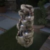 VEVOR Outdoor Water Fountain, 38.98 In Height Fountain And Waterfall,7-Tier Floor Standing Rock-Shaped Cascading Fountains With Light And Pump,Brown