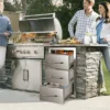 VEVOR Outdoor Kitchen Drawers 16" W X 21.5" H X 18" D, Flush Mount Triple Access BBQ Drawers With Stainless Steel Handle, BBQ Island Drawers,Silver