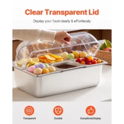 VEVOR Countertop Food Serving Display Container, 6 Pan Stainless Steel Food Serving Tray, Buffet Condiment Dispenser Display Rack, Silver -Vevor GUEST 837274a6 512d 4719 88b9 7cef2e5899a0