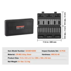 VEVOR 3/8" Drive Impact Socket Set, 15 Piece Deep Socket Set Metric 8-22mm, 6 Point Cr-Mo Alloy Steel For Auto Repair, Easy-to-Read Size Markings -Vevor GUEST 83e97428 69c6 4fc6 aa38 f7efcb1f8654