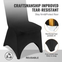 VEVOR Stretch Spandex Folding Chair Covers, Universal Fitted Arched Front Cover, Removable Washable Protective Slipcovers, (50PCS Black) -Vevor GUEST 83ef36b8 fd69 41ce 9bbd 436d2d4d51ea