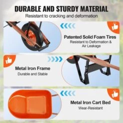 VEVOR Wheelbarrow Cart, 6 Cu. Ft. Load & 330 Lbs Capacity, One Wheel Garden Dump Cart Wheel Barrow With Metal Handle &  16"  Wide Track Wheels -Vevor GUEST 83ff65a6 a7aa 4f50 a996 2b7e33c678df