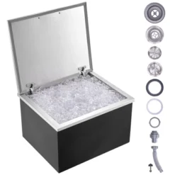 VEVOR Drop In Ice Chest, 28"L X 16"W X 17"H Stainless Steel Ice Cooler, Commercial Ice Bin With Hinged Cover, 40 Qt Outdoor Kitchen Ice Bar -Vevor GUEST 8465eff6 1890 404b bff6 9ddfcd4492f4